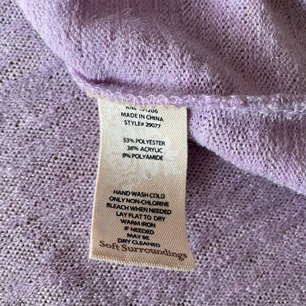 Soft Surroundings Lavender Purple V-Neck Sweater Relaxed Fit with Zipper Closure - Picture 6 of 6